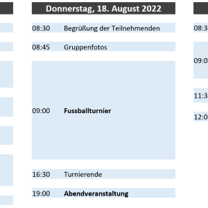 Zeitplan des kombinierten WGP-Events am IfW Stuttgart vom 17.08. - 19.08.2022